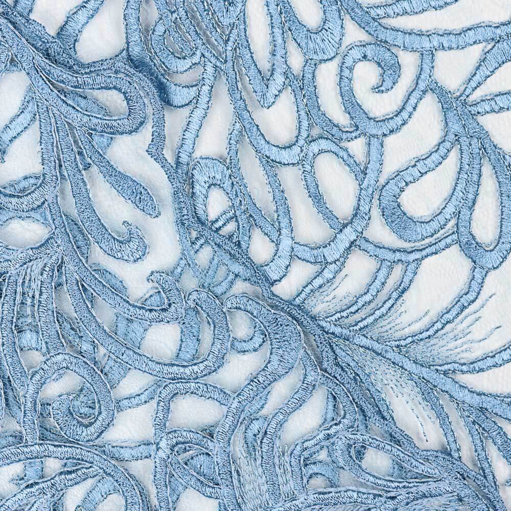 Tulle Broderie Géométrique Bleu Denim - Ribes y Casals