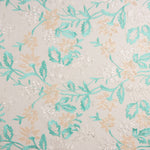 Tulle Brodé Paillettes Feuilles Vert Aqua - Ribes y Casals