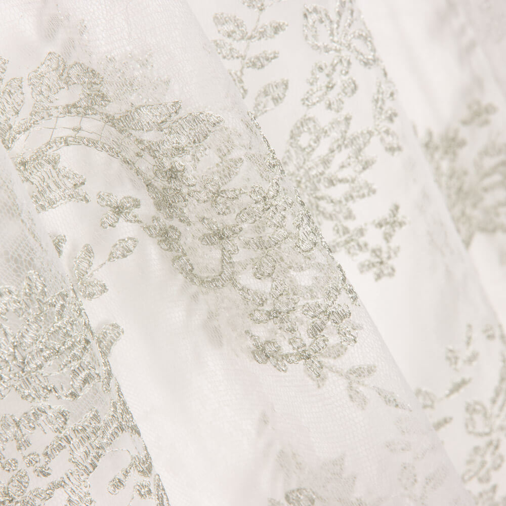 Tulle Brodé Lurex Argent - Ribes y Casals