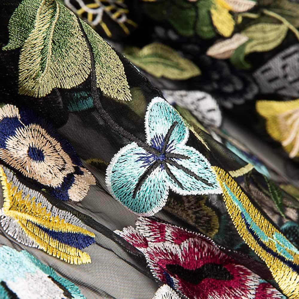 Retal Tul Bordado Negro 190x140 cm - Ribes y Casals