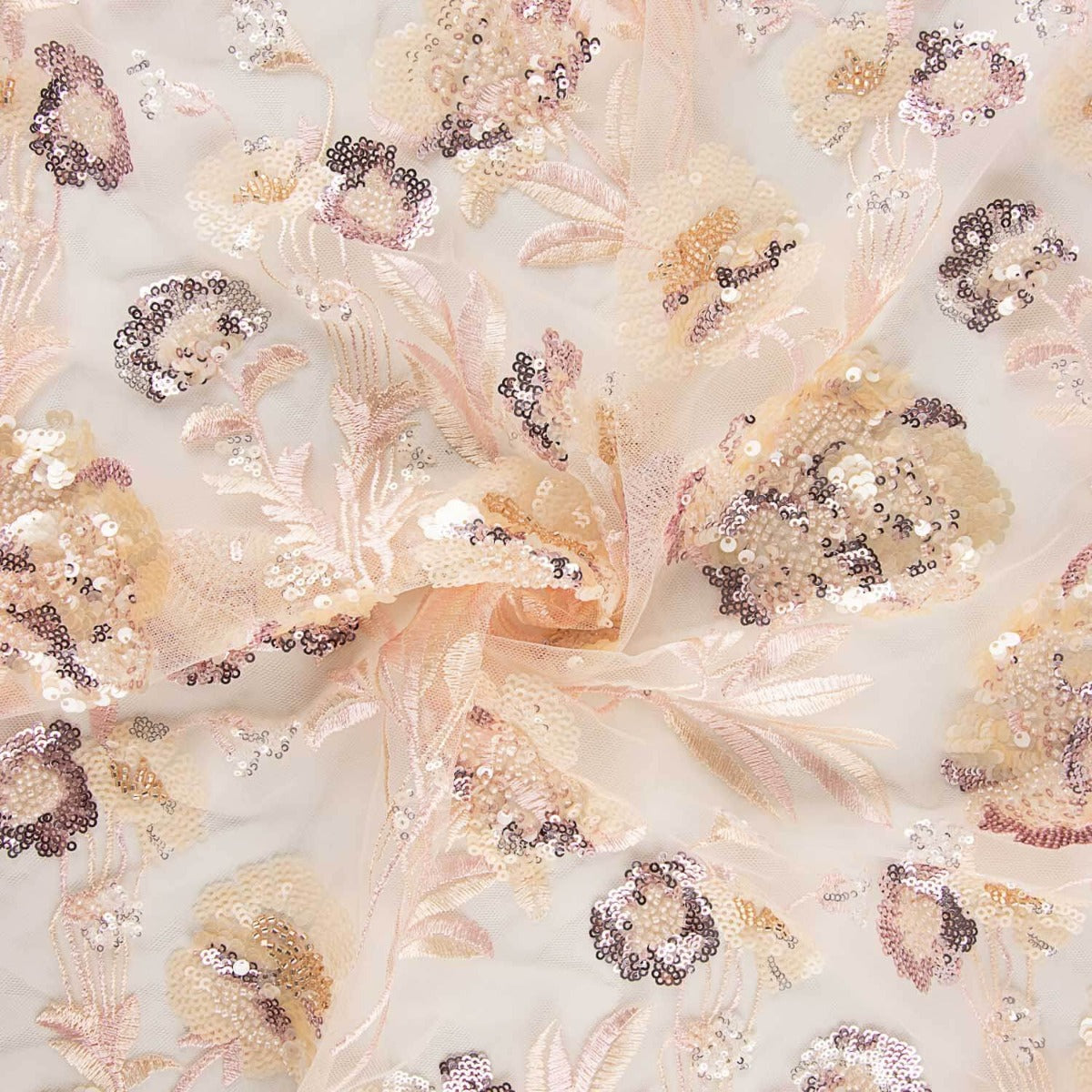 Tul Bordado Primavera Salmón - Ribes y Casals