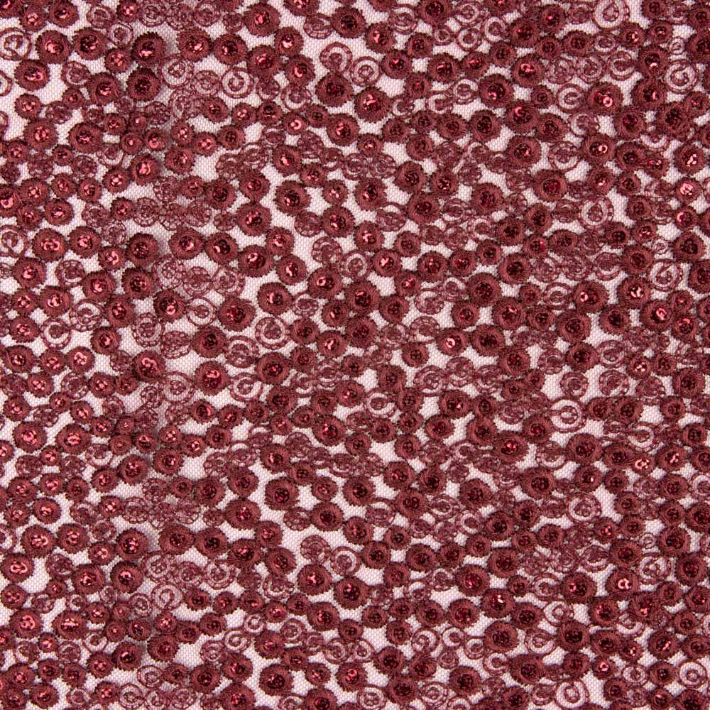 Broderie Fleur Paillette Grenat - Ribes y Casals