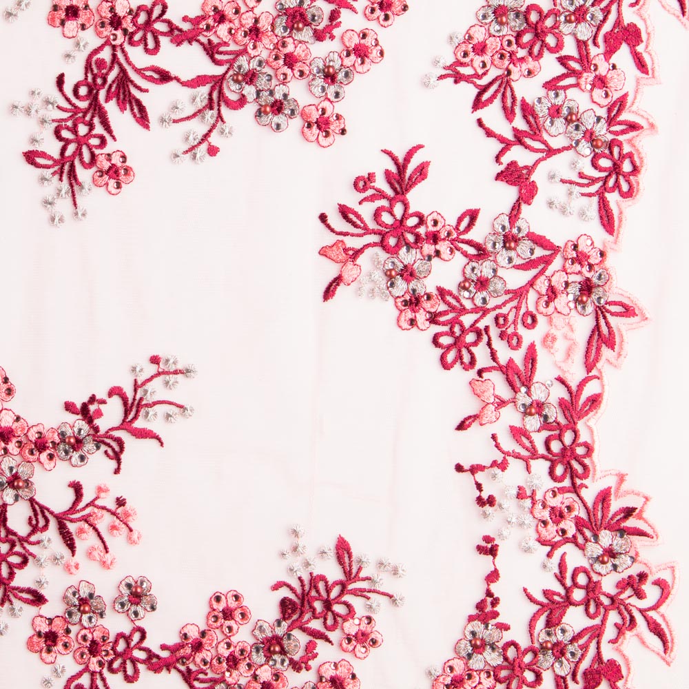 Tulle Paillettes Jardin Fraise - Ribes y Casals