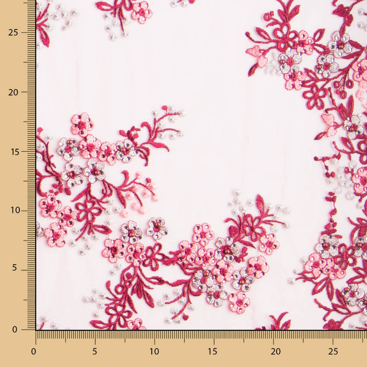 Tulle Paillettes Jardin Fraise - Ribes y Casals