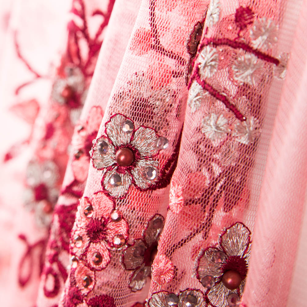 Tulle Paillettes Jardin Fraise - Ribes y Casals