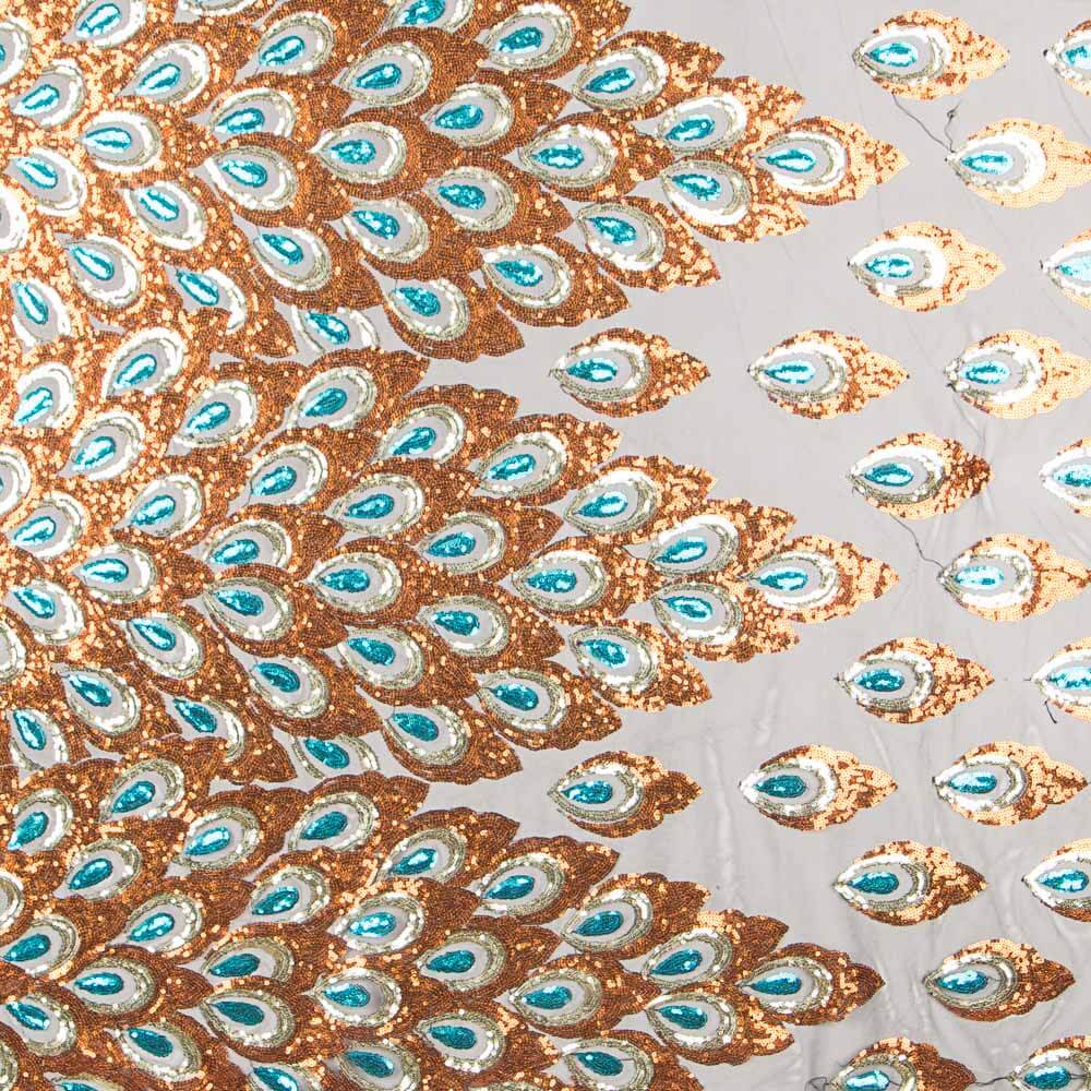 Tulle Fantaisie Paillettes Orange Royal - Ribes y Casals