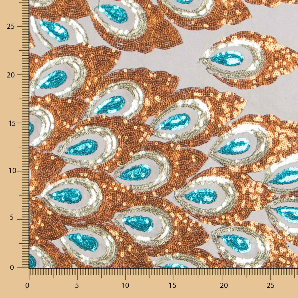 Tulle Fantaisie Paillettes Orange Royal - Ribes y Casals