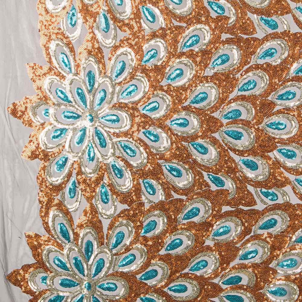 Tulle Fantaisie Paillettes Orange Royal - Ribes y Casals