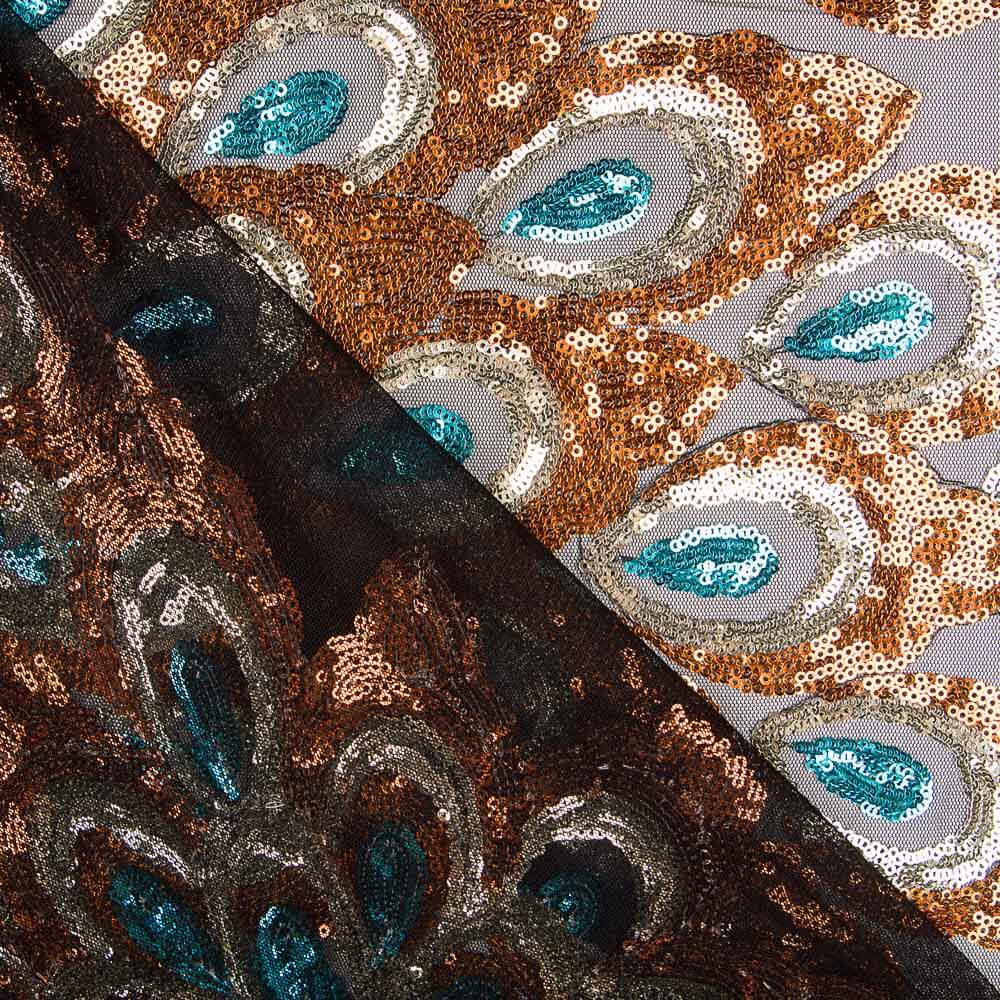 Tulle Fantaisie Paillettes Orange Royal - Ribes y Casals