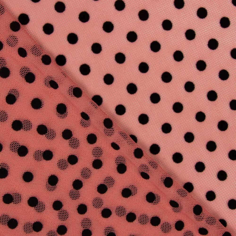 Tulle Lycra Flocage Rose - Ribes y Casals