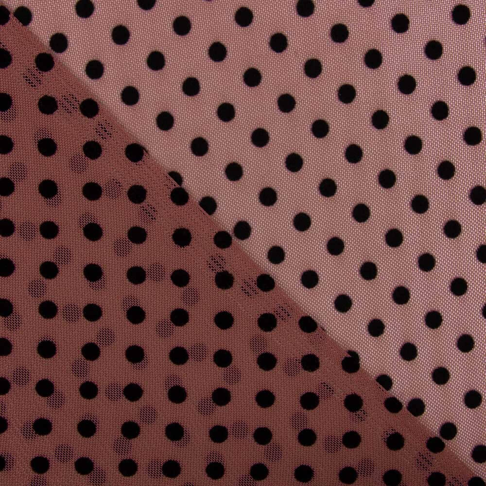 Tulle Lycra Flocage Rose Rhubarbe - Ribes y Casals