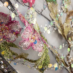 Tulle Strass Brodé Floral Noir - Ribes y Casals