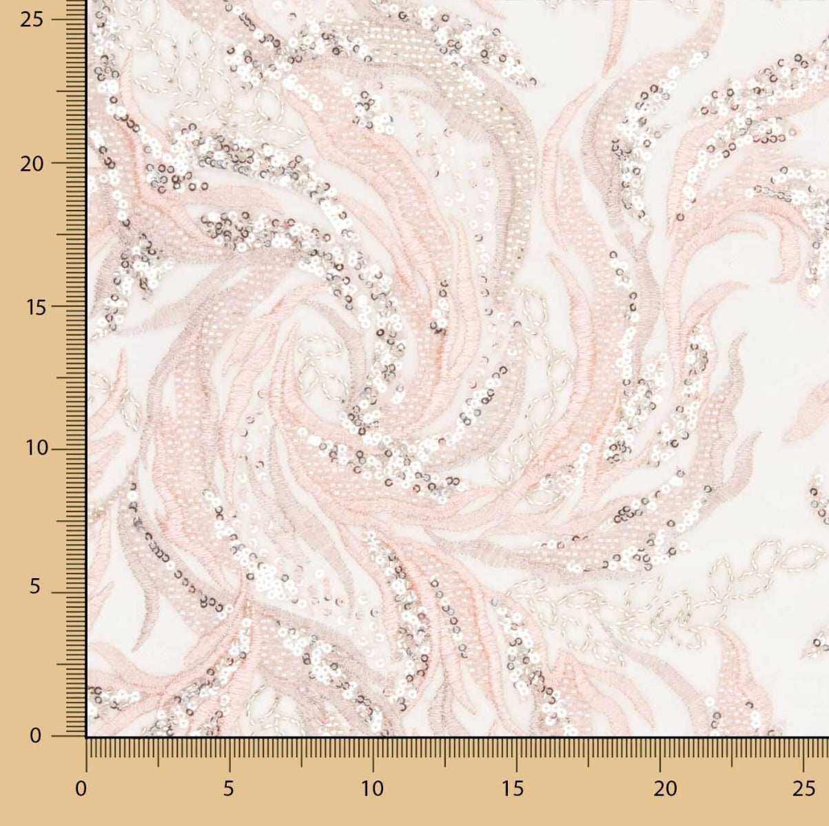 Tulle Brodé Strass Rose Clair - Ribes y Casals