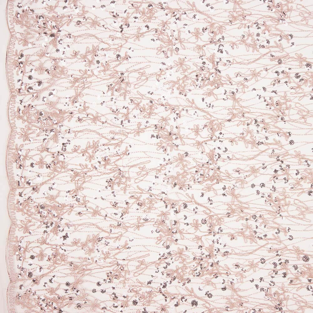 Tulle Brodé Paillette Rose Pâle - Ribes y Casals
