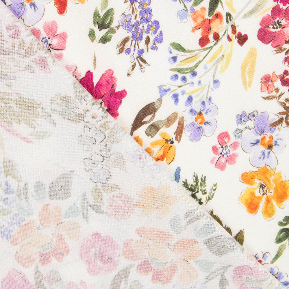 Sergé Floral Écru - Ribes y Casals