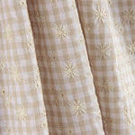 Seersucker brodé suisse Vichy beige - Ribes y Casals