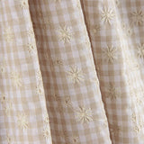 Seersucker brodé suisse Vichy beige - Ribes y Casals