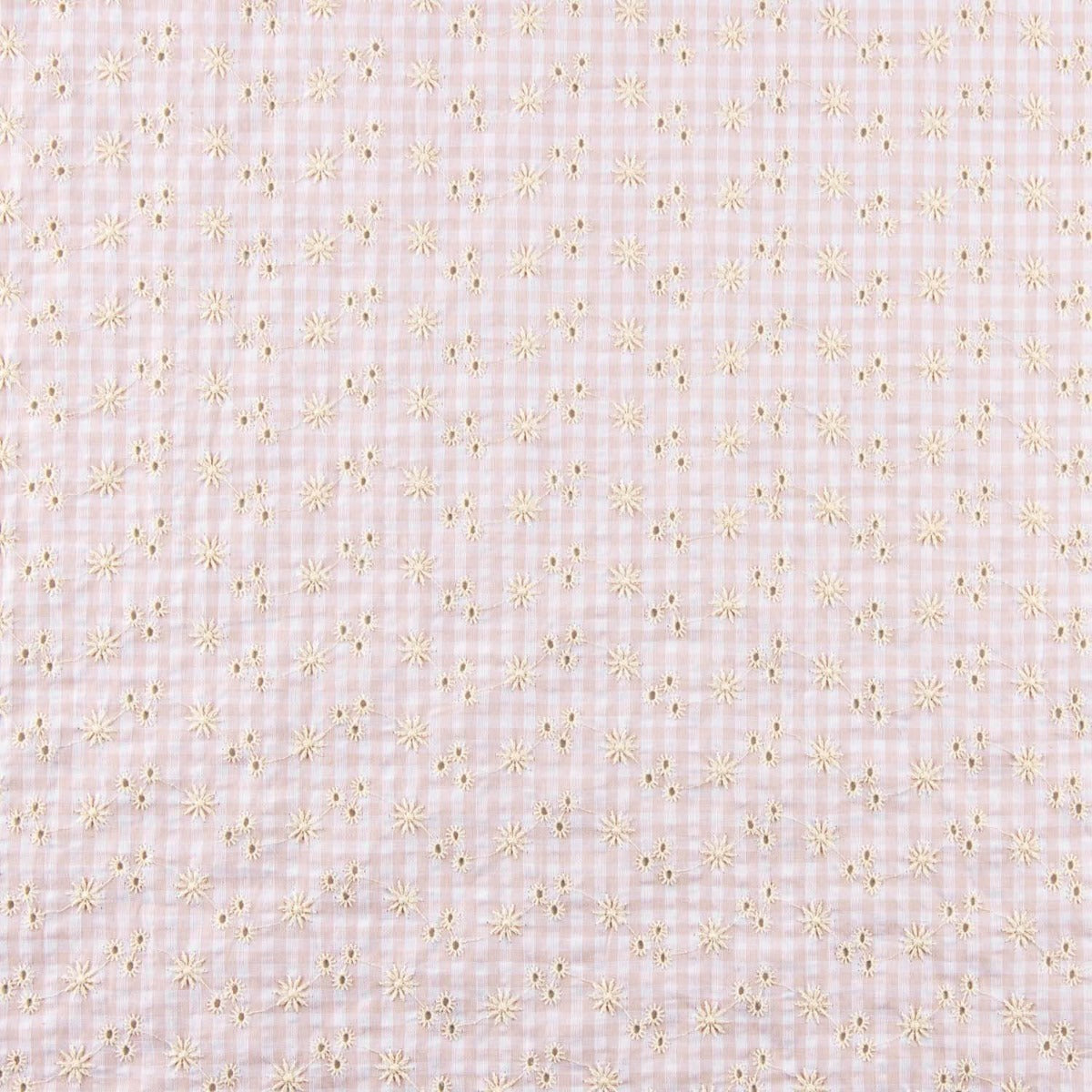 Retal Vichy Bordado Suizo Seersucker Rosa 50x145 cms - Ribes y Casals