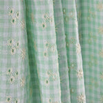 Seersucker brodé suisse Vichy vert - Ribes y Casals