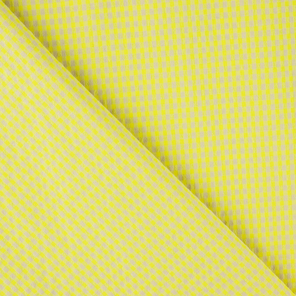 Coton Seersucker Mini Carreaux Lime - Ribes y Casals