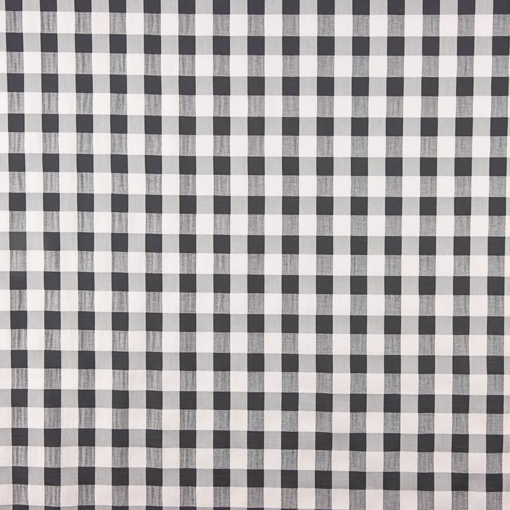 Coton Seersucker Maxi Carreaux Noir - Ribes y Casals