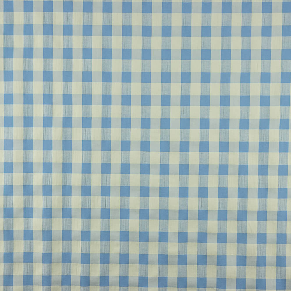 Coton Seersucker Maxi Carreaux Bleu-Vert - Ribes y Casals