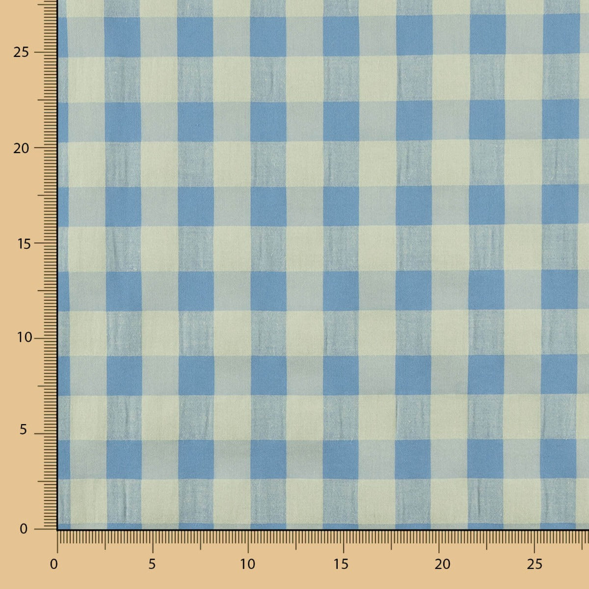 Coton Seersucker Maxi Carreaux Bleu-Vert - Ribes y Casals