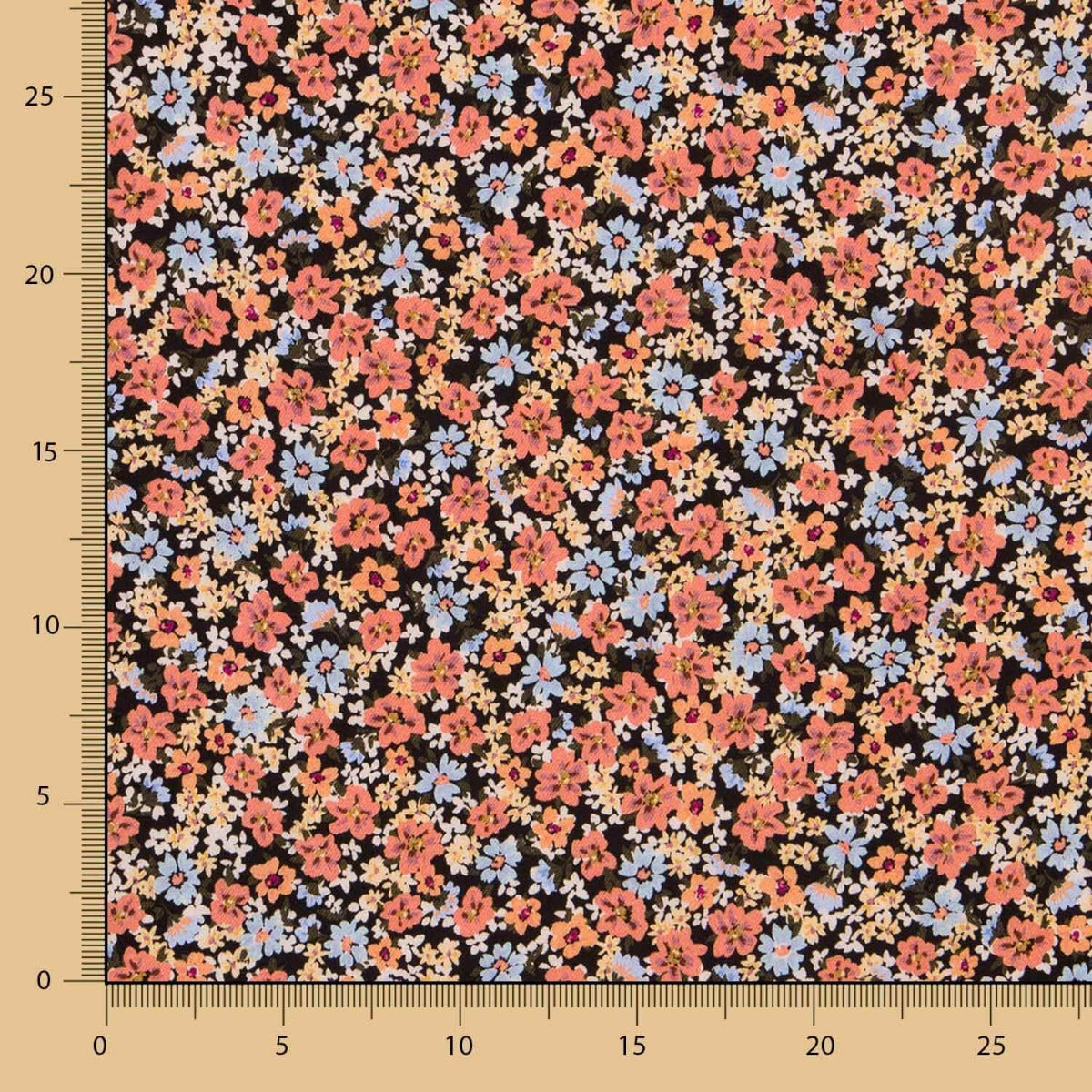 Viscose Fleurs Viyella Noir - Ribes y Casals