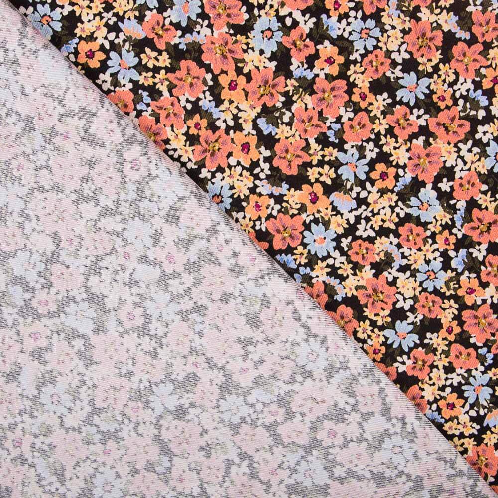 Viscose Fleurs Viyella Noir - Ribes y Casals