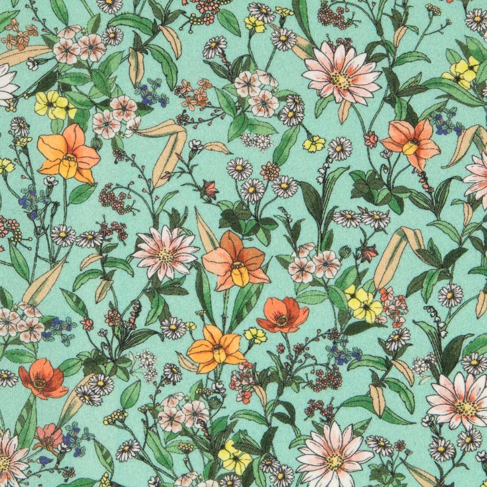 Viscose Imprimé Botanique Menthe - Ribes y Casals