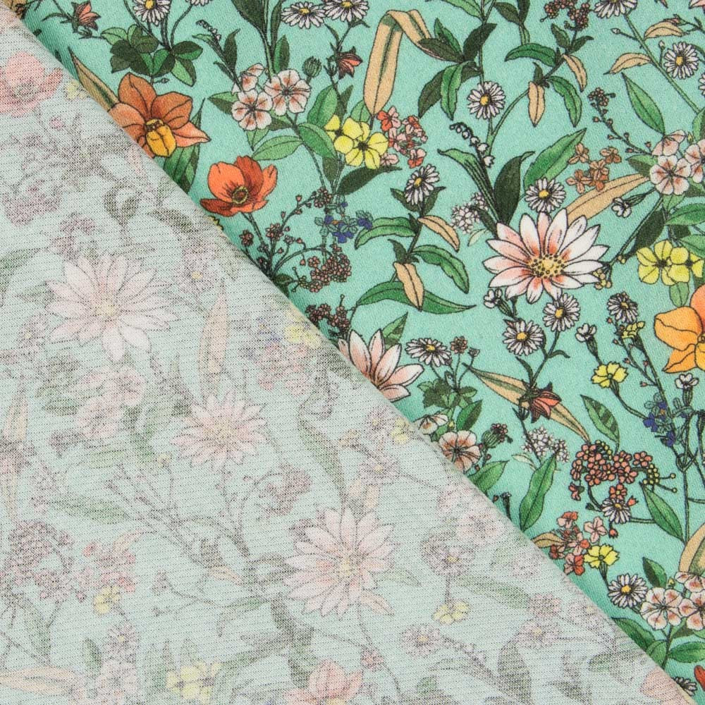 Viscose Imprimé Botanique Menthe - Ribes y Casals