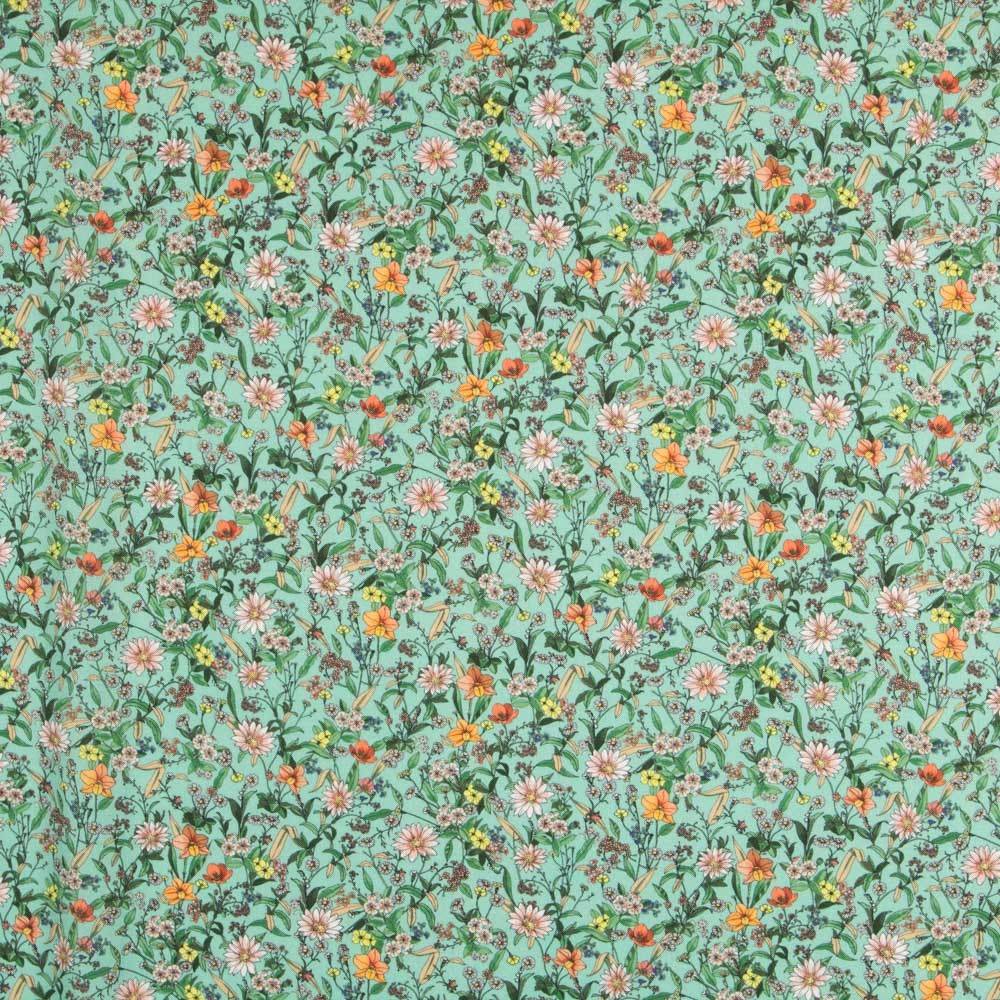 Viscose Imprimé Botanique Menthe - Ribes y Casals