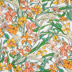 Viscose Imprimé Fleur Orange Blanc - Ribes y Casals