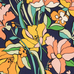 Viscose Imprimé Fleur Orange Noir - Ribes y Casals