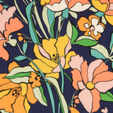 Viscose Imprimé Fleur Orange Noir - Ribes y Casals