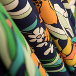 Viscose Imprimé Fleur Orange Noir - Ribes y Casals