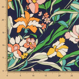 Viscose Imprimé Fleur Orange Noir - Ribes y Casals