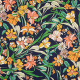 Viscose Imprimé Fleur Orange Noir - Ribes y Casals