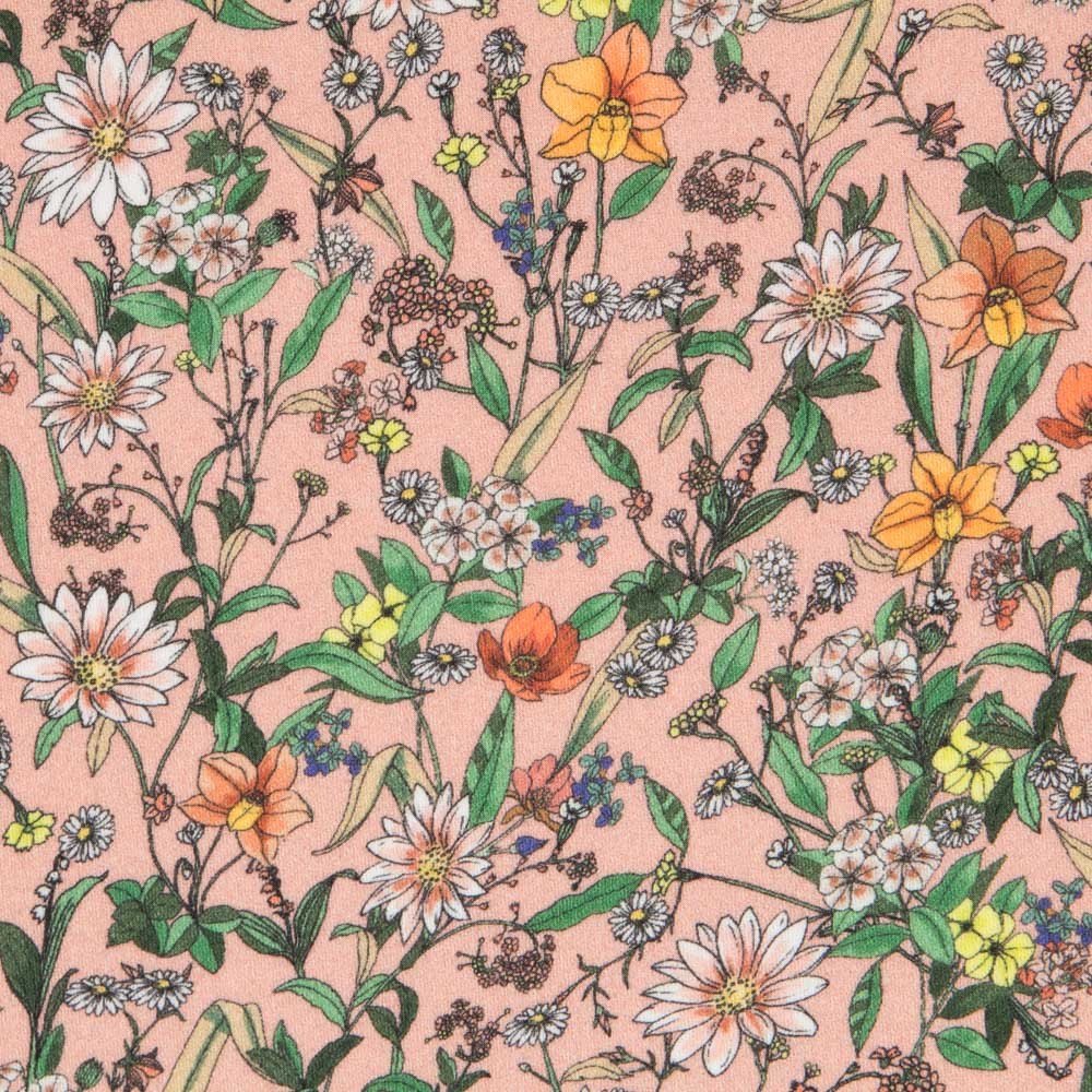 Viscose Imprimé Floral Écru - Ribes y Casals