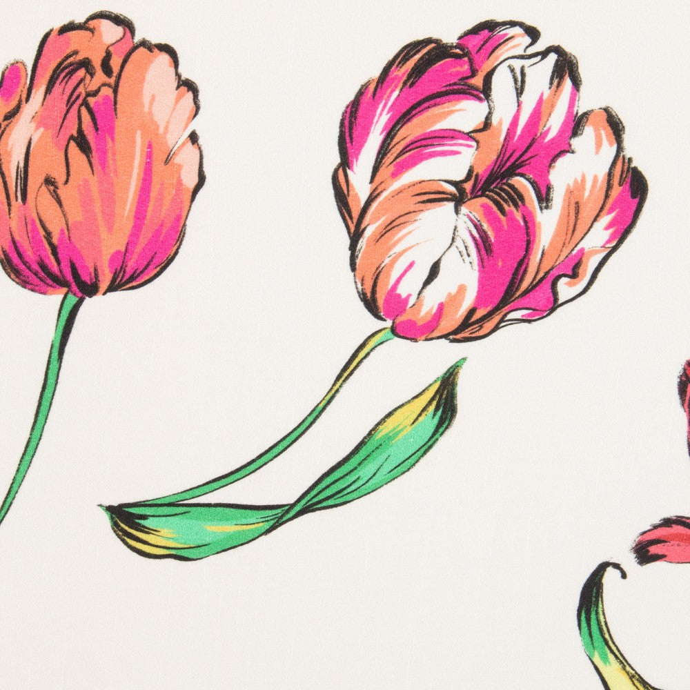 Viscose Imprimé Tulipe Écru - Ribes y Casals