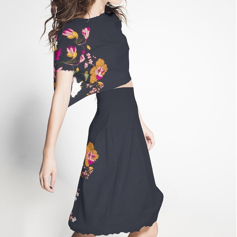 Viscose Floral Bleu Nuit - Ribes y Casals