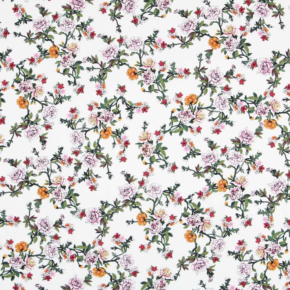 Fleurs Crétonne Viscose Blanc - Ribes y Casals
