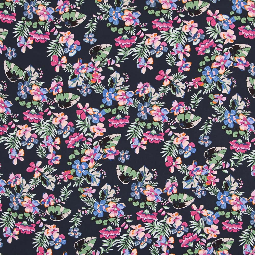 Viscose Hawaïenne Bleu Marine - Ribes y Casals