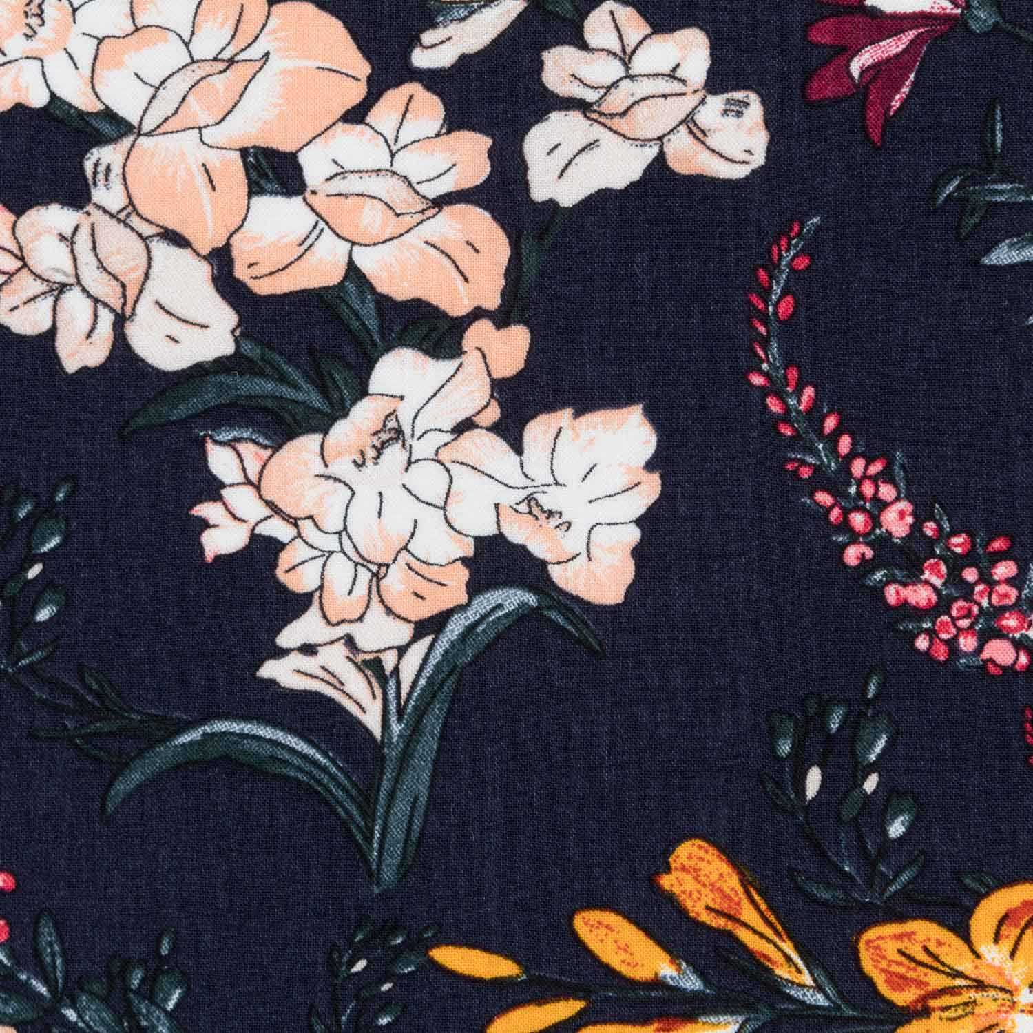 Viscose Fleurs Novembre Marine - Ribes y Casals