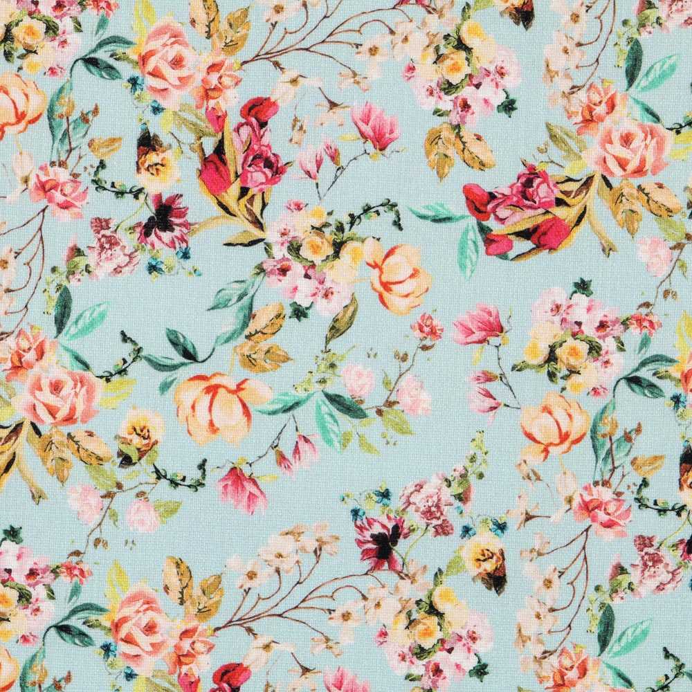 Viscose Rustique Floral Bleu - Ribes y Casals
