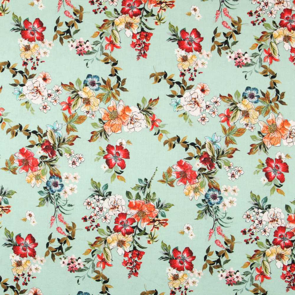 Viscose Rustique Floral Vert - Ribes y Casals