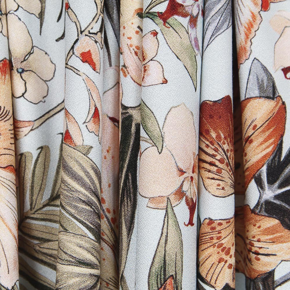 Viscose Imprimé Tropicale Bleu - Ribes y Casals