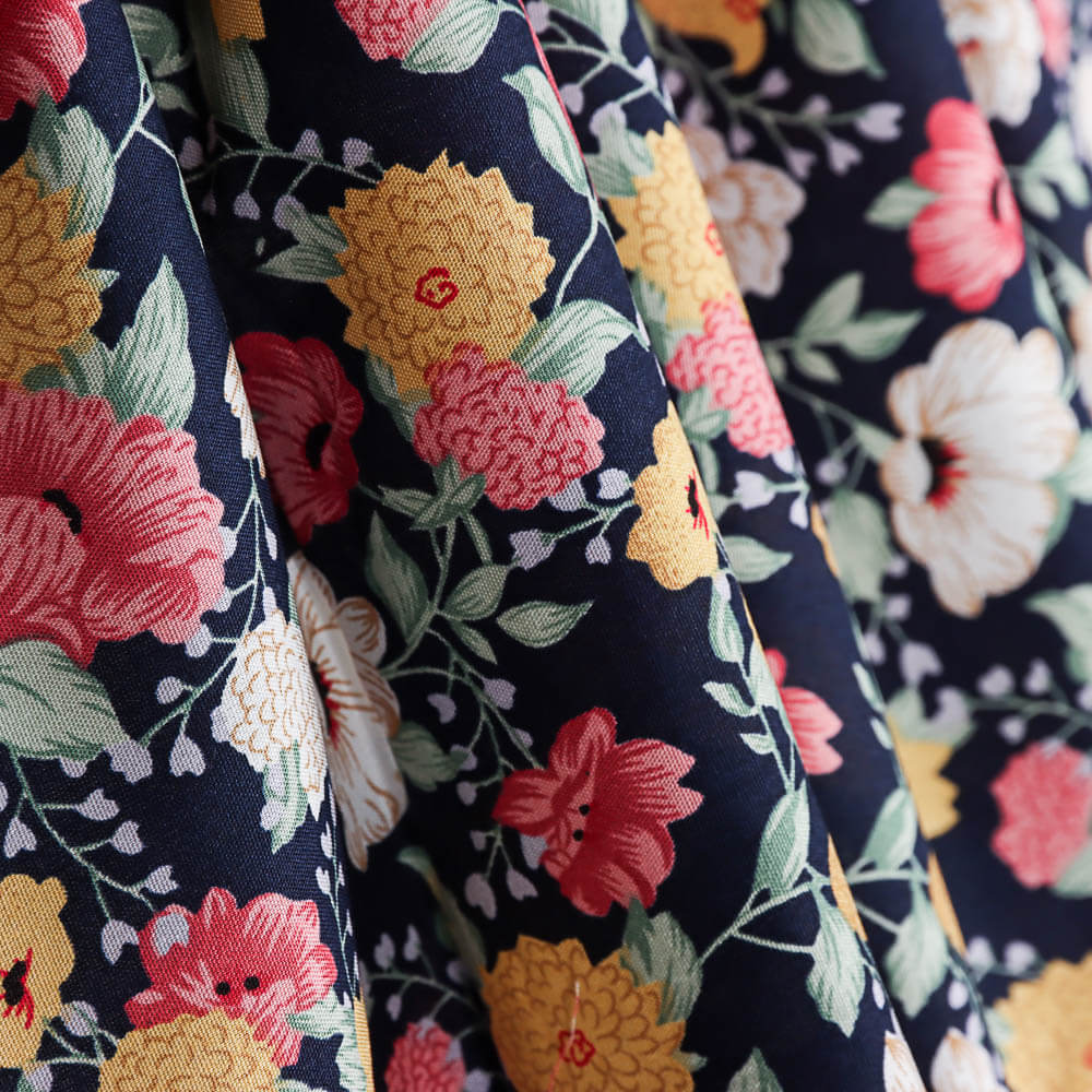 Viscose Crétonne Bleu Marine - Ribes y Casals