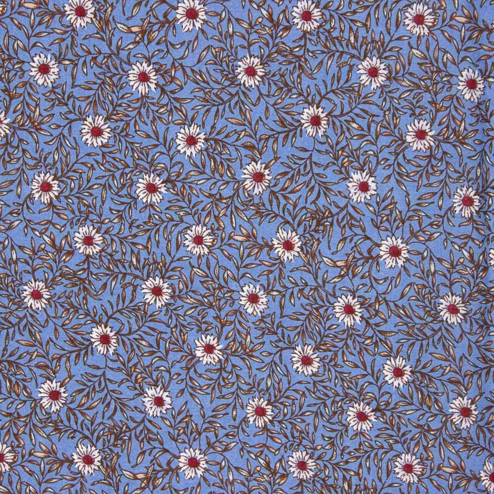 Viscose Bleu Denim A Fleurs - Ribes y Casals