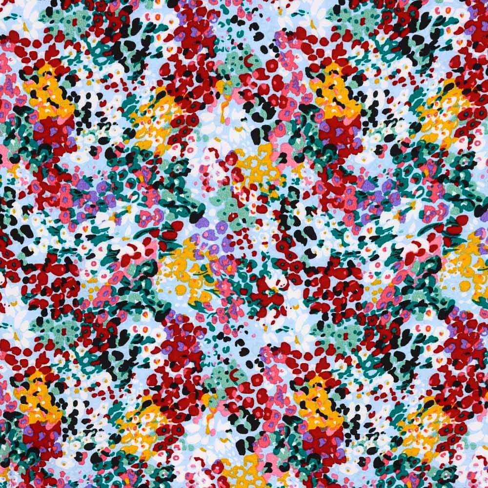Fleur Confetti Viscose Bleu Clair - Ribes y Casals